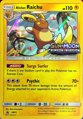 Alolan Raichu SM72 Wave Holo STAFF Promo - Crimson Invasion Prerelease